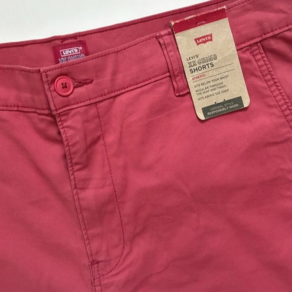 Levis Mens XX Chino Shorts Red Stretch Twill Slim Regular Fit 34 85229-0127 NWT